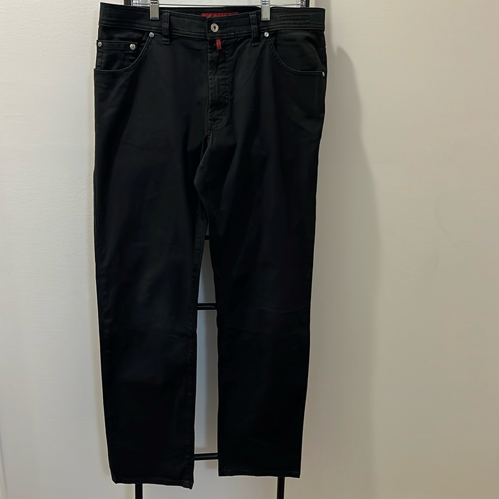Pierre Cardin Jeans Fit Deauville Black Pima Cotton Trousers Jeans Men Size W38